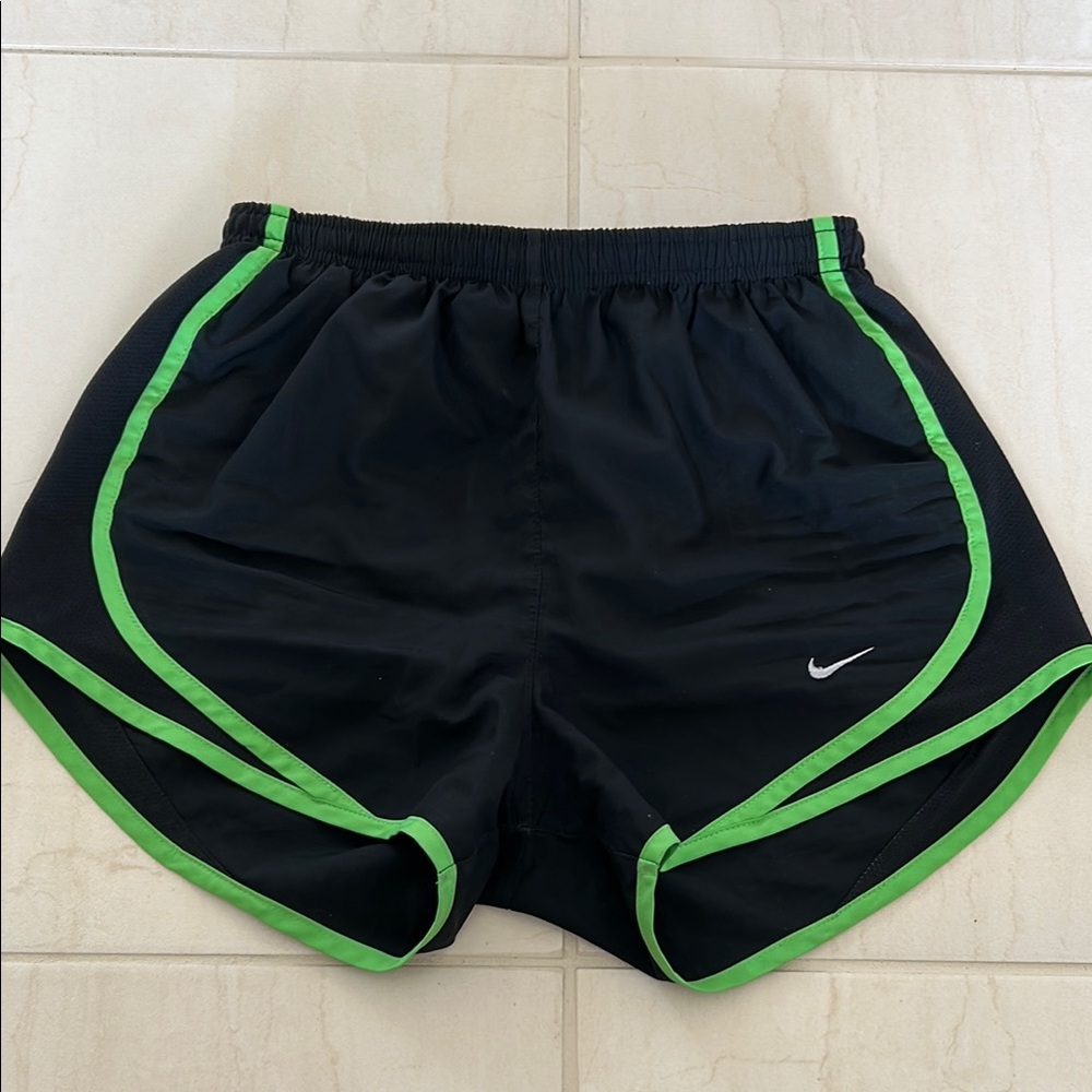 Nike Black and Green Athletic Shorts Dri-Fit